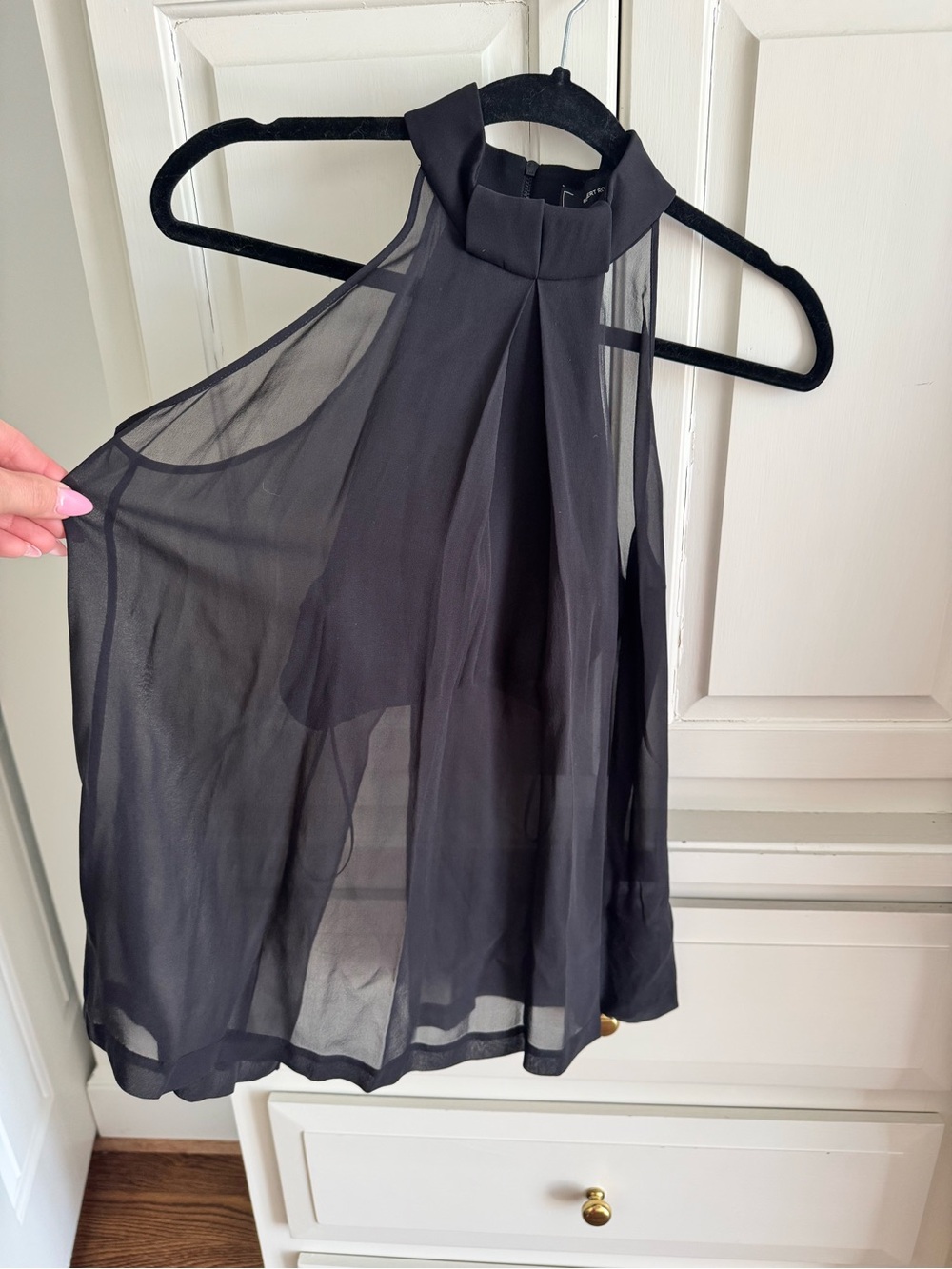 Robert Rodriguez Sheer High-Neck Sleeveless Crop Top - Black
